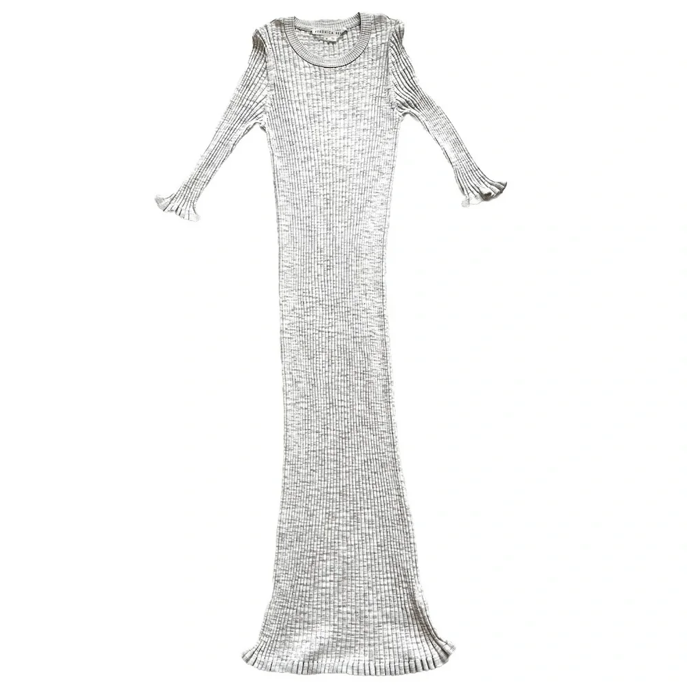 VERONICA BEARD Richie Space Dyed Rib Knit Midi Dress Sand Multi Size Medium